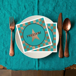 Unique 4th of July Patriotic Copper & Turquoise Napkin