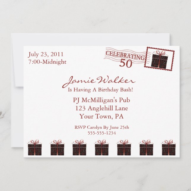 Unique 50th Birthday Party Invitation (Front)