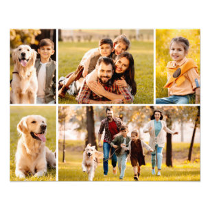 Unique 5 Photo Collage Simple White Print