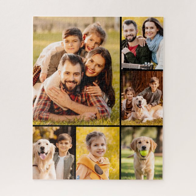 Unique 6 Photo Collage Minimalist Simple Jigsaw Puzzle (Vertical)