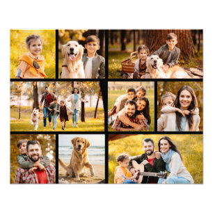 Unique 9 Photo Collage Minimalist Simple Black Print