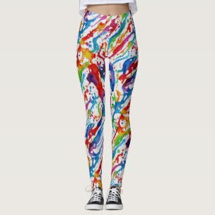 Unique Abstract Art Rainbow Colour Splatters Leggings