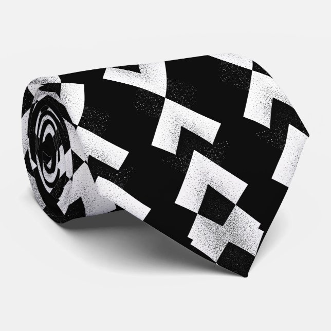 Unique Abstract Black White Optical Illusion  Tie (Rolled)