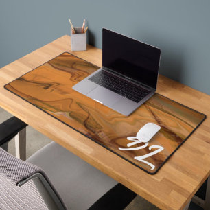 Unique Abstract Brown Marble Liquid Desk Mat