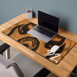 Unique Abstract Brown Marble Liquid Desk Mat