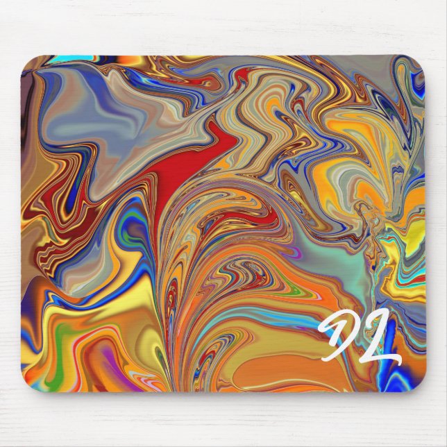Unique Abstract Colourful Marble Liquid  Mousepad (Front)