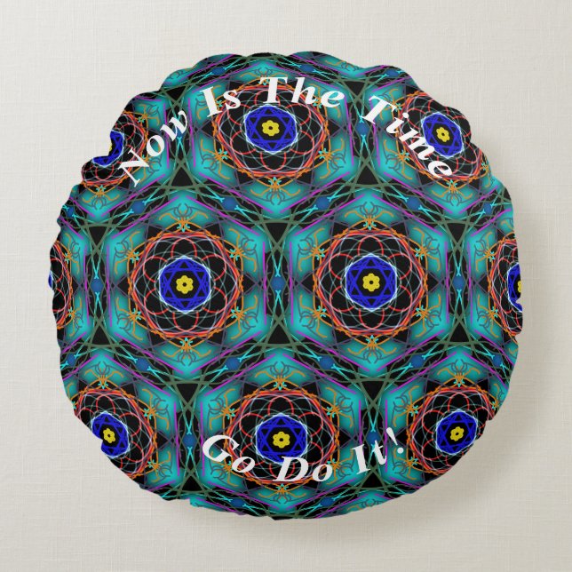 Unique Abstract Colourful Symmetry design Round Pillow (Front)