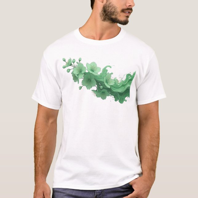 Unique ABSTRACT FLOWER Creative Print T-Shirt (Front)