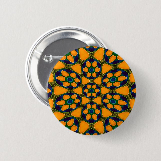 Unique Abstract Flowers Pattern 2 Inch Round Button (Front & Back)