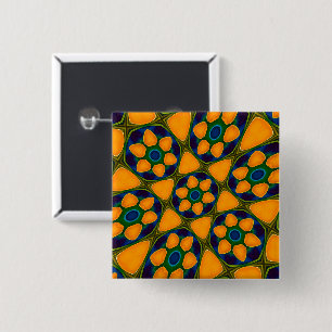 Unique Abstract Flowers Pattern 2 Inch Square Button