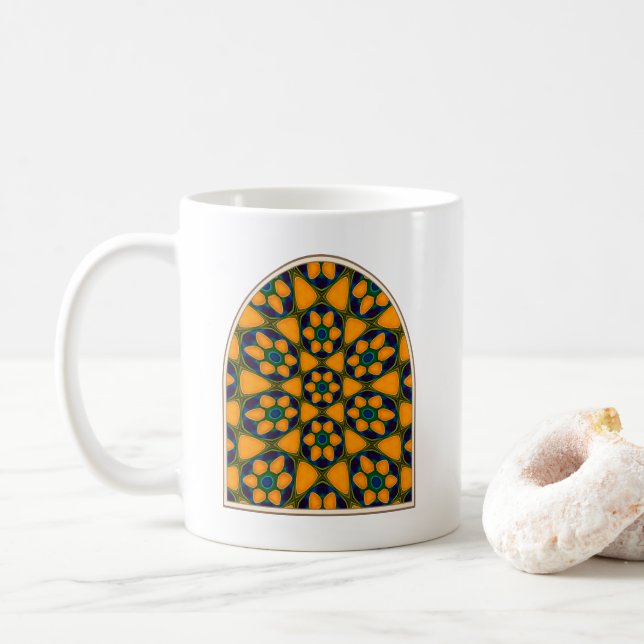 Unique Abstract Flowers Pattern Coffee Mug (With Donut)
