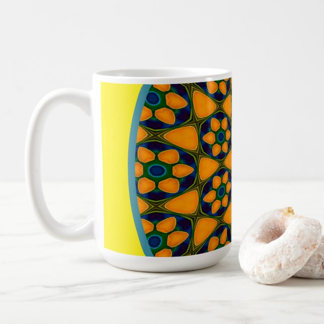 Unique Abstract Flowers Pattern Coffee Mug (With Donut)