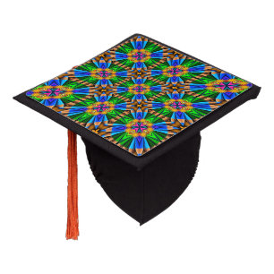 Unique Abstract Flowers Pattern Graduation Cap Topper