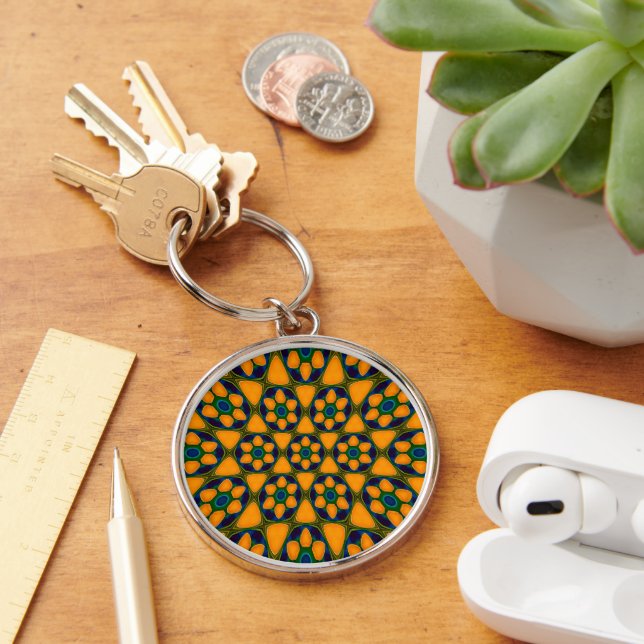 Unique Abstract Flowers Pattern Keychain (Desk)