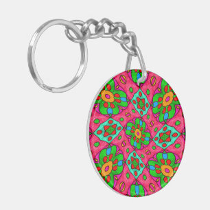 Unique Abstract Flowers Pattern Keychain
