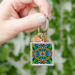 Unique Abstract Flowers Pattern Keychain