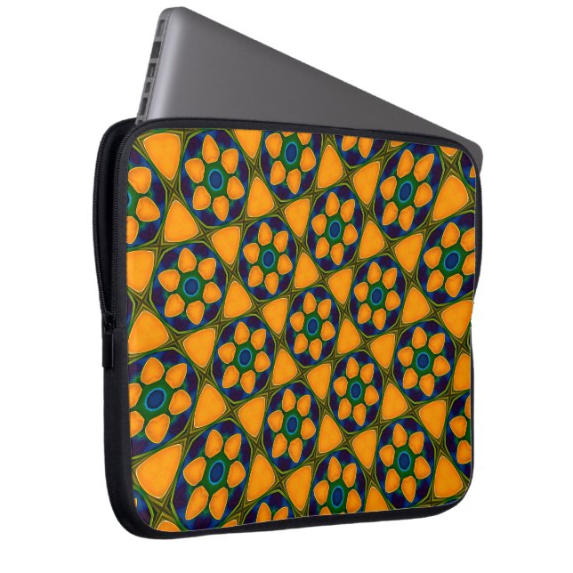 Unique Abstract Flowers Pattern Laptop Sleeve (Front Right)