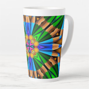 Unique Abstract Flowers Pattern Latte Mug