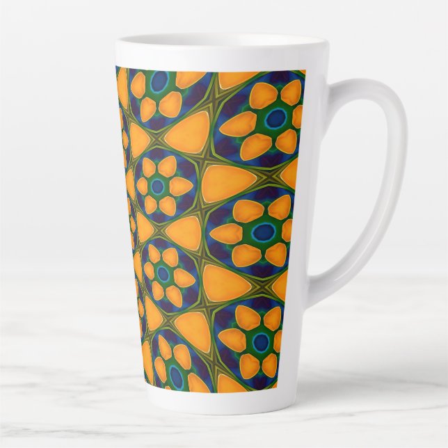 Unique Abstract Flowers Pattern Latte Mug (Right)