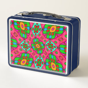 Unique Abstract Flowers Pattern Metal Lunch Box