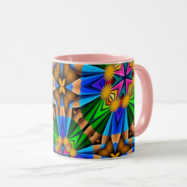 Unique Abstract Flowers Pattern Mug (Front Right)