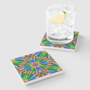Unique Abstract Flowers Pattern Stone Coaster