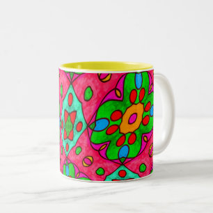Unique Abstract Flowers Pattern Two-Tone Coffee Mug