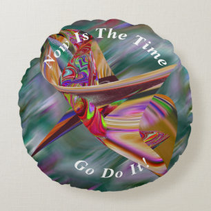 Unique Abstract Marble Liquified  Round Pillow