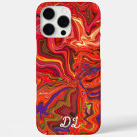 Unique Abstract Marbled Liquified  Orange