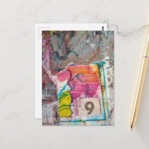 unique abstract mixed media collage Bird 9 Postcard