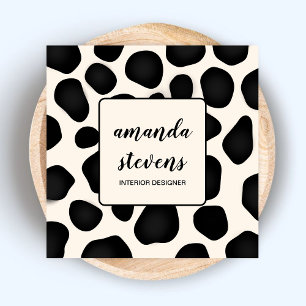 Unique Abstract Pattern Typography Black Artist  Square Business Card