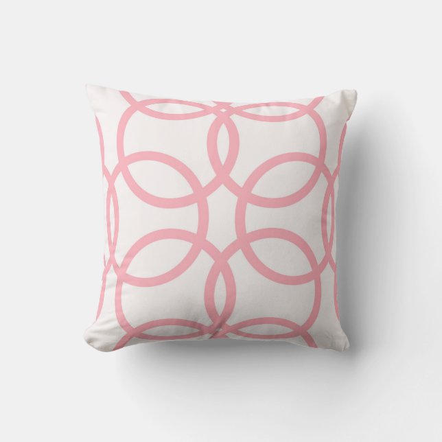 Unique Accent Throw Pillow. Pink, White Pattern. Throw Pillow (Front)