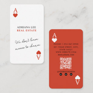 Unique Ace Hearts Real Estate Agent QR Code  Business Card