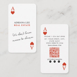 Unique Ace Hearts Real Estate Agent QR Code  Business Card