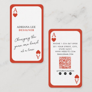 Unique Ace Hearts Real Estate Agent QR Code Modern Business Card