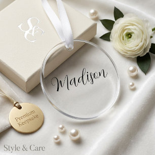 Unique Acrylic Circle Ornament Featuring Your Name