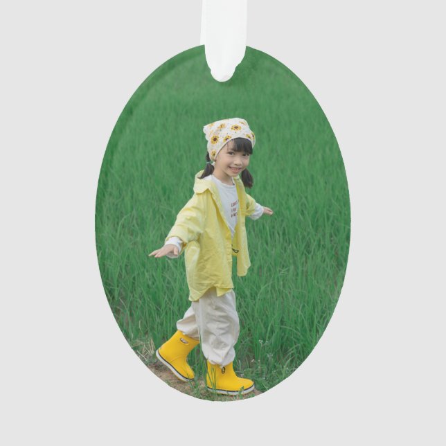 Unique Acrylic Oval Ornament Featuring Your Image (Back)