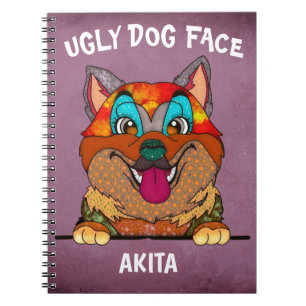 Unique Akita ugly dog face Notebook