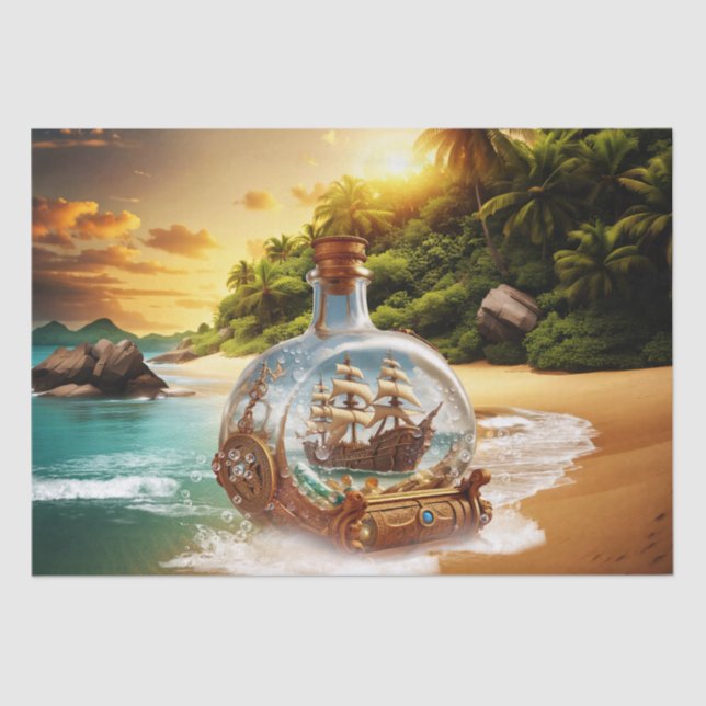 Unique and amazing bottle with ship  tissue paper (Front)