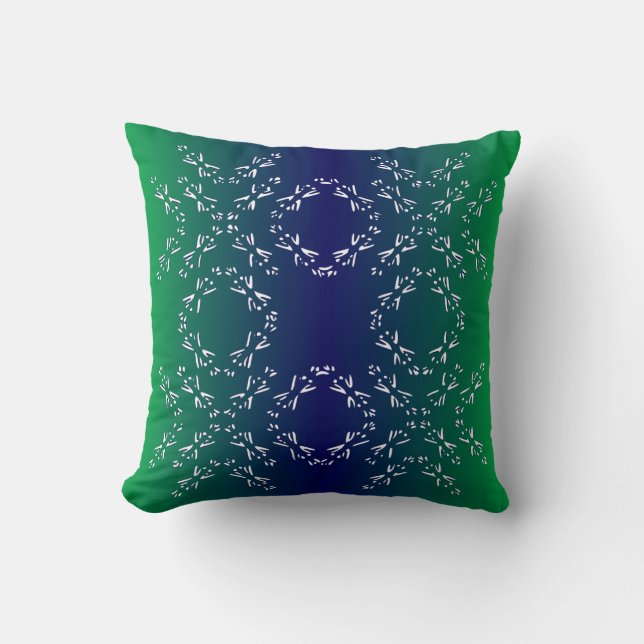 unique and beautiful blue-green pattern throw pillow (Front)