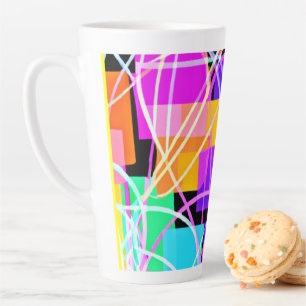 Unique And Colourful Neon Patterns Art Latte Mug