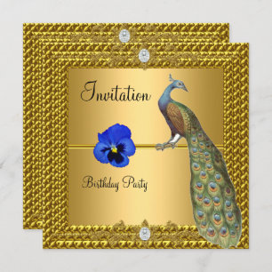 Unique and Elegant Gold  and  Peacock Invitation