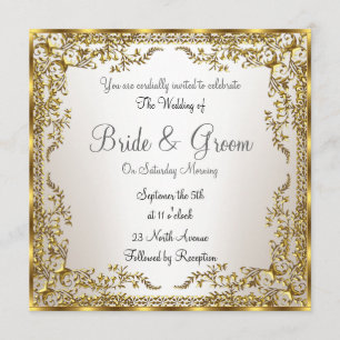 Unique and Elegant Gold Sepia Wedding Invitation