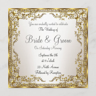 Unique and Elegant Gold Sepia Wedding Invitation