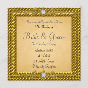 Unique and Elegant Gold Wedding Invitation