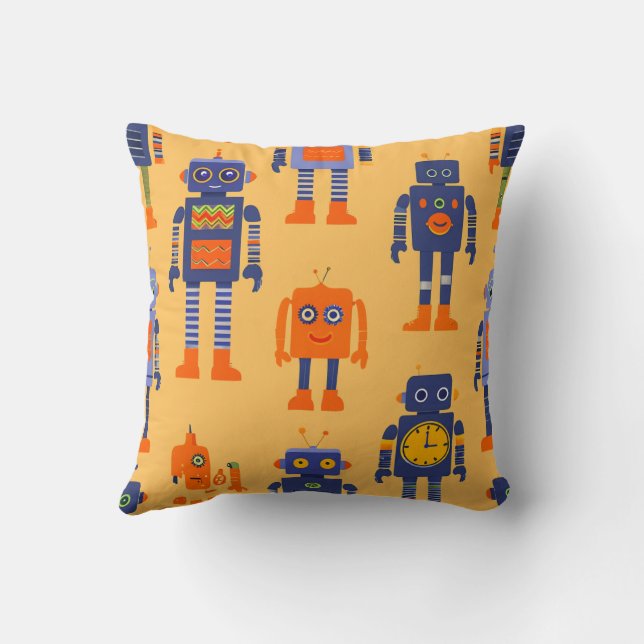 Unique and fun robot throw pillow (Back)