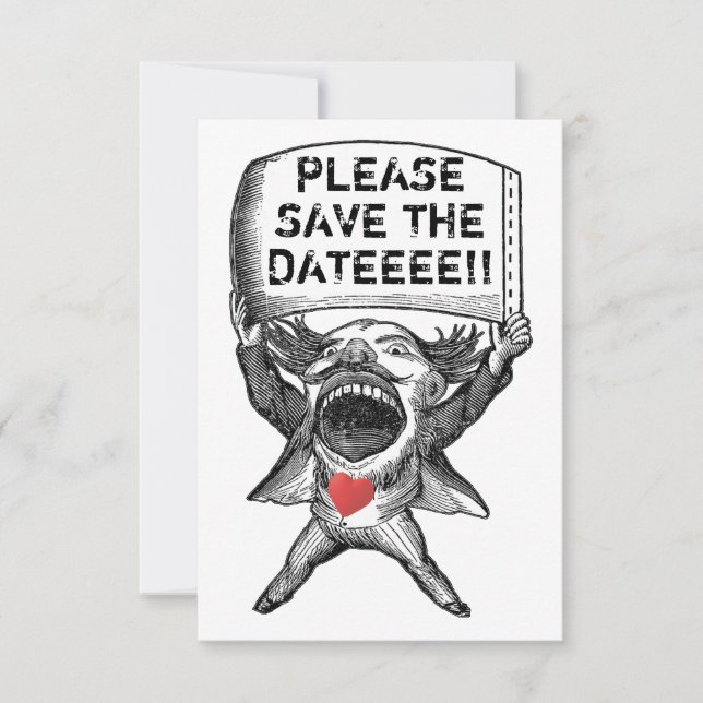 Unique and funny save the date invitation (Front)