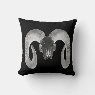unique and handmade goat skull throw pillow