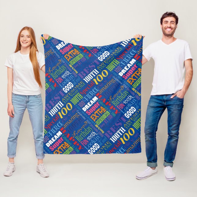 Unique And Special 100th Birthday Party Gifts Fleece Blanket (In Situ)