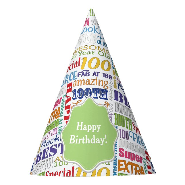Unique And Special 100th Birthday Party Gifts Party Hat (Front)